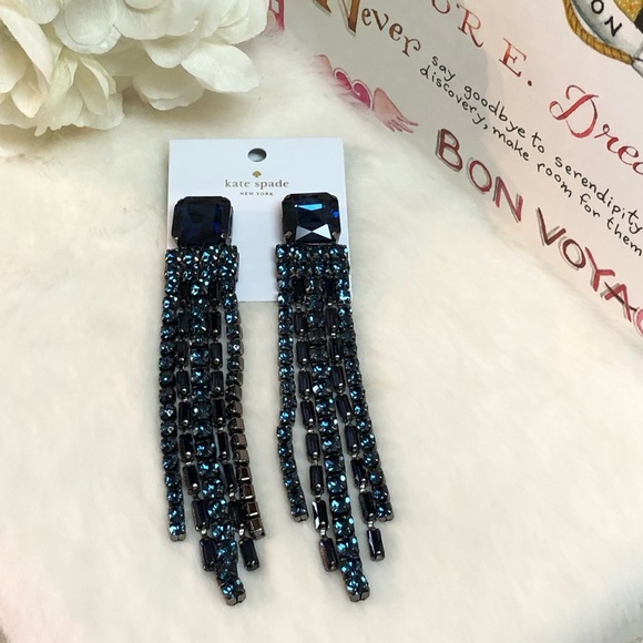 NWT KATE SPADE ♠️ GLITZVILLE CHAIN FRINGE EARRINGS - Picture 6 of 9